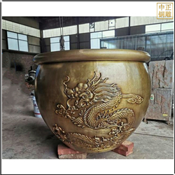 表面刻龍景觀(guān)銅大缸雕塑